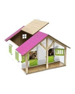 Kids Globe horses Pferdestall mit 2 Boxen und Lagerung 1:24 Rosa 610168