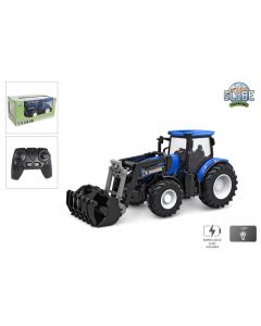 Kids Globe Farming RC Traktor 2,4GHZ Licht und Frontlader blau 27 cm 510315