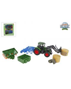 Kids Globe Farming Traktor mit 8 Zubehörteilen 30 cm grün 540479