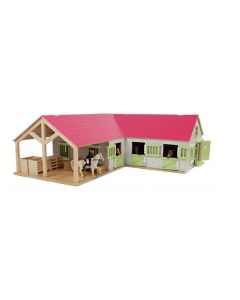 Kids Globe Horses Pferdestall mit 4 Boxen und Abstellraum 1:24 Rosa610210