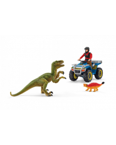 Schleich Dinosaurier Flucht auf quad vor velociraptor 41466 